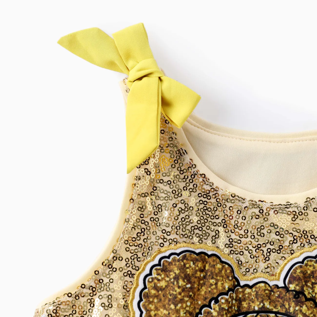 LOL SURPRISE! Toddler Girls 1pc Character Print Bowknot Sequin Sleeveless Dress Gold big image 1