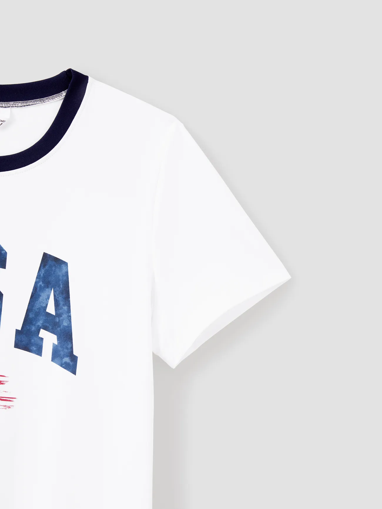 Women - White Cotton T-shirts for Matching Family with USA & Flag Pattern - White - image 5