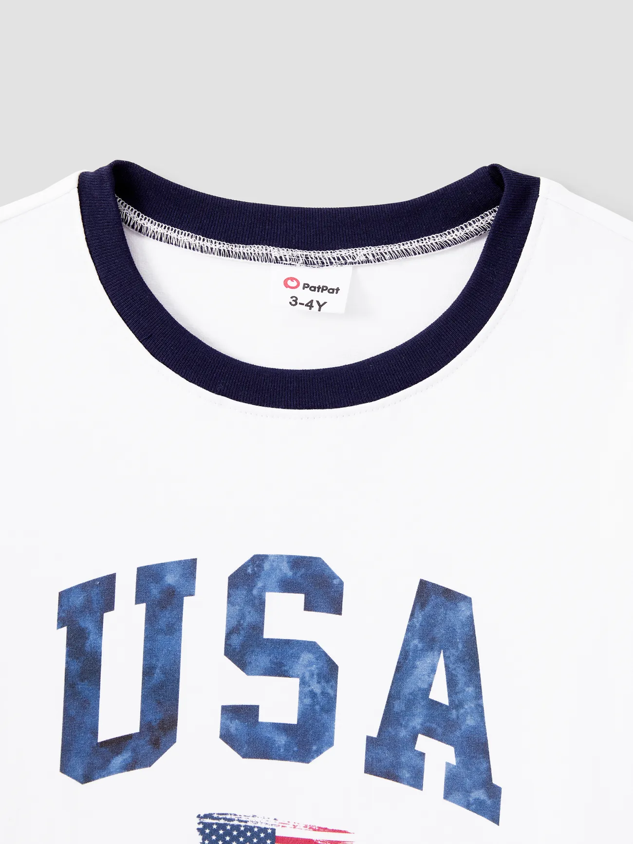 Kids - White Cotton T-shirts for Matching Family with USA & Flag Pattern - White - image 9