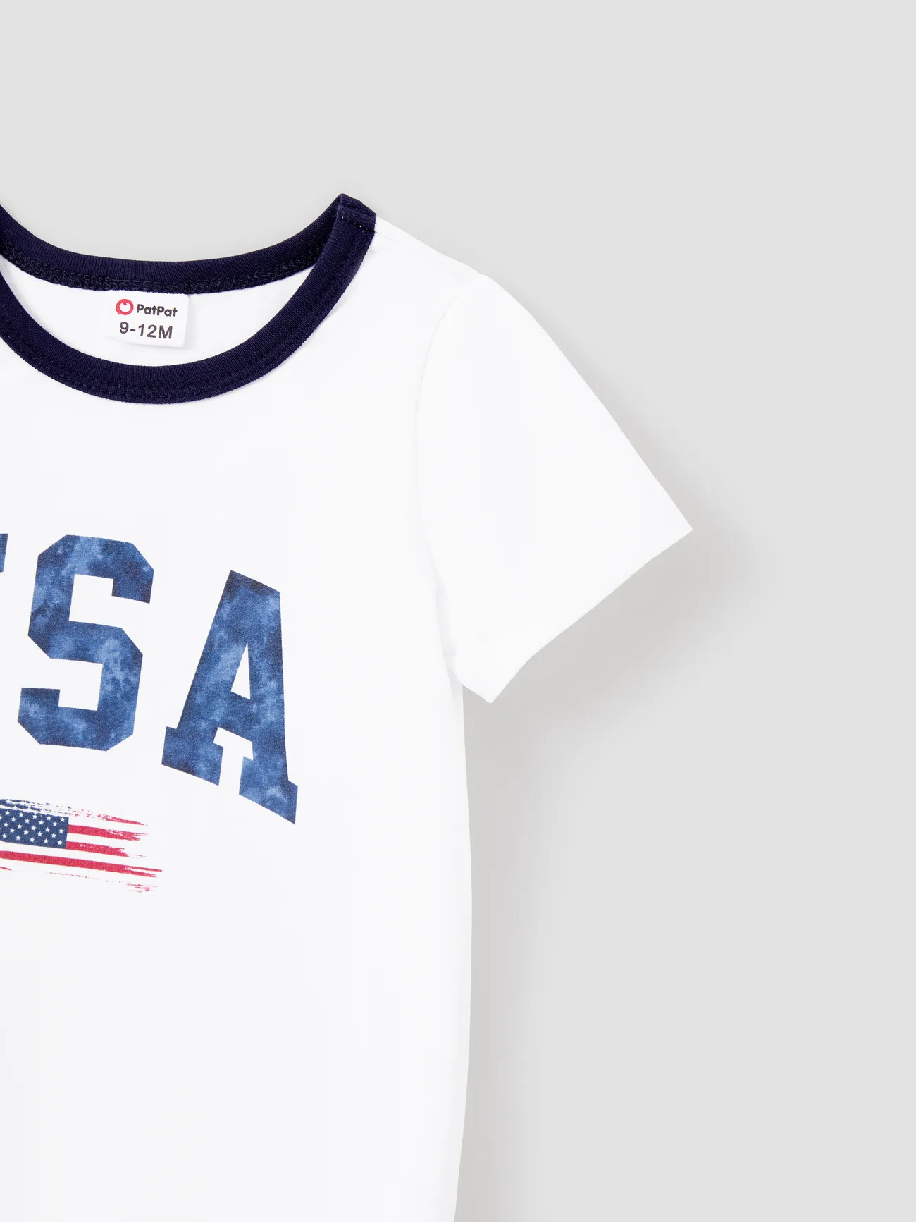 Independence Day Family Matching USA Print American Flag Cotton Short Sleeves Tops White big image 1