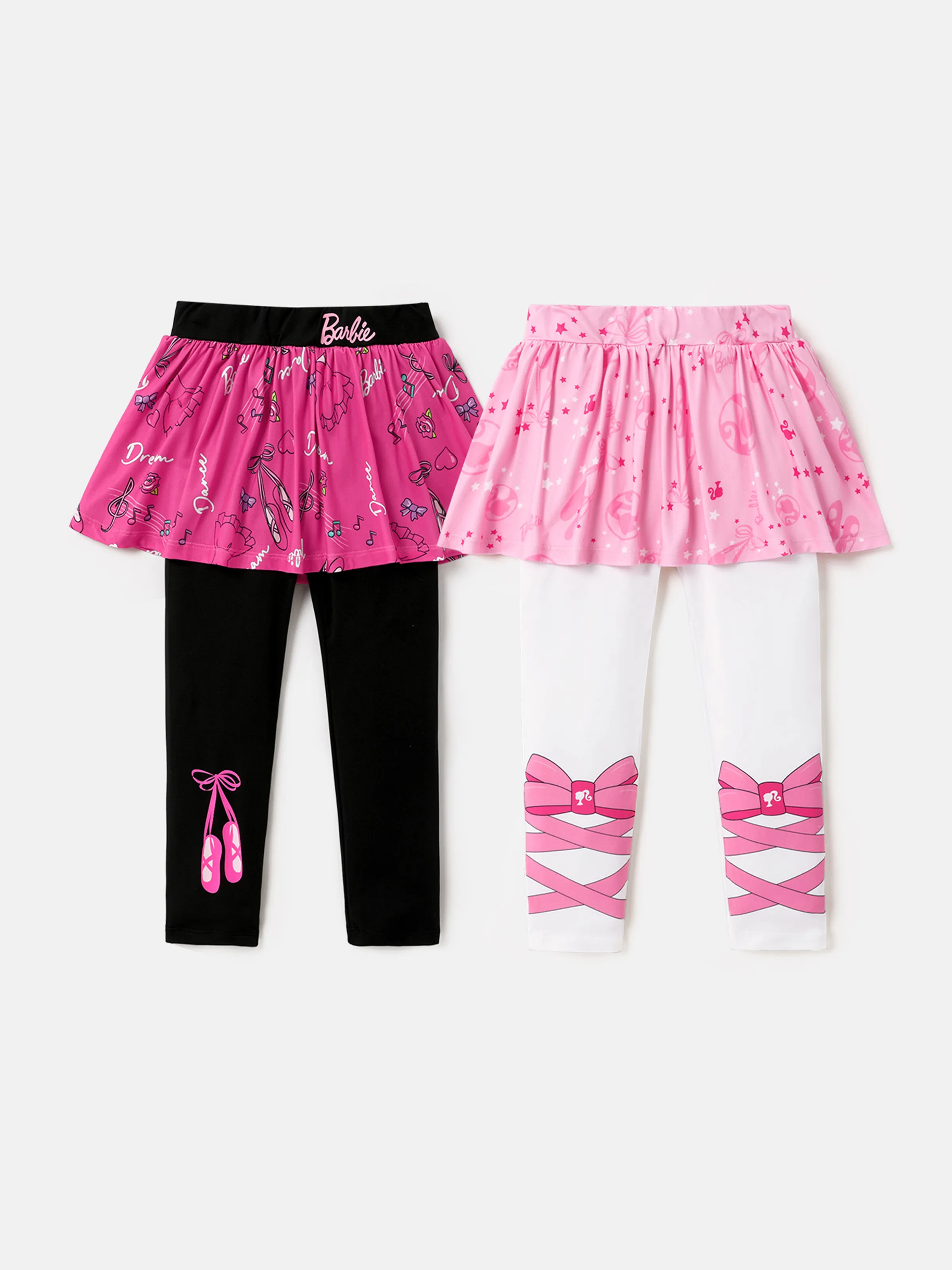 

Barbie Toddler Girl Bow Print Ruffle Overlay 2 In 1 Leggings
