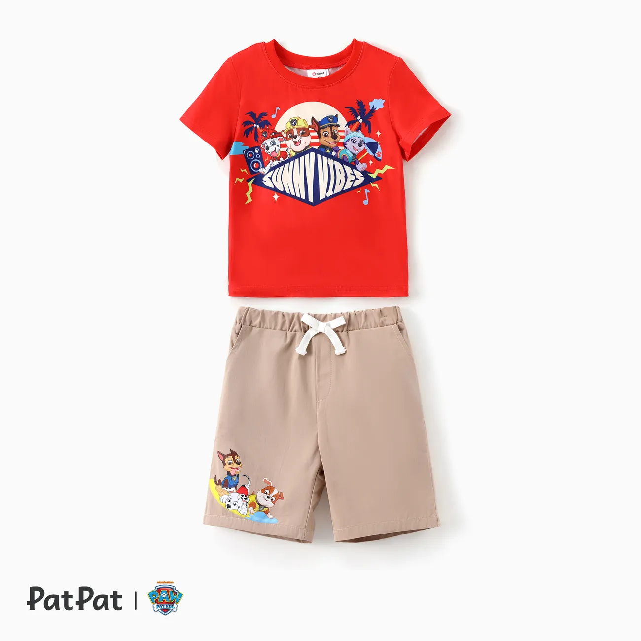 Paw Patrol Toddler/Kid Boys 2pcs Beach-themed Pineapple Character Print Tee with Shorts Set