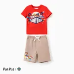 Paw Patrol Toddler/Kid Boys 2pcs Beach-themed Pineapple Character Print Tee with Shorts Set Orange red