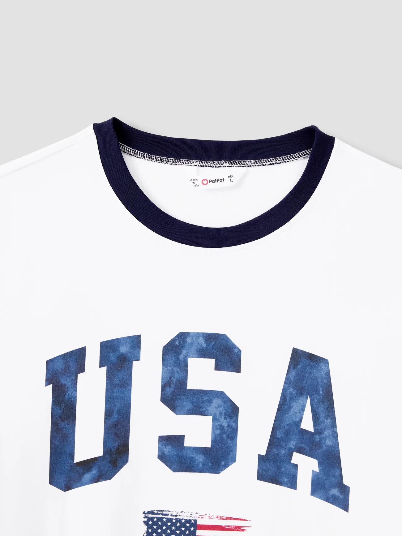 Men - White Cotton T-shirts for Matching Family with USA & Flag Pattern - White - image 18