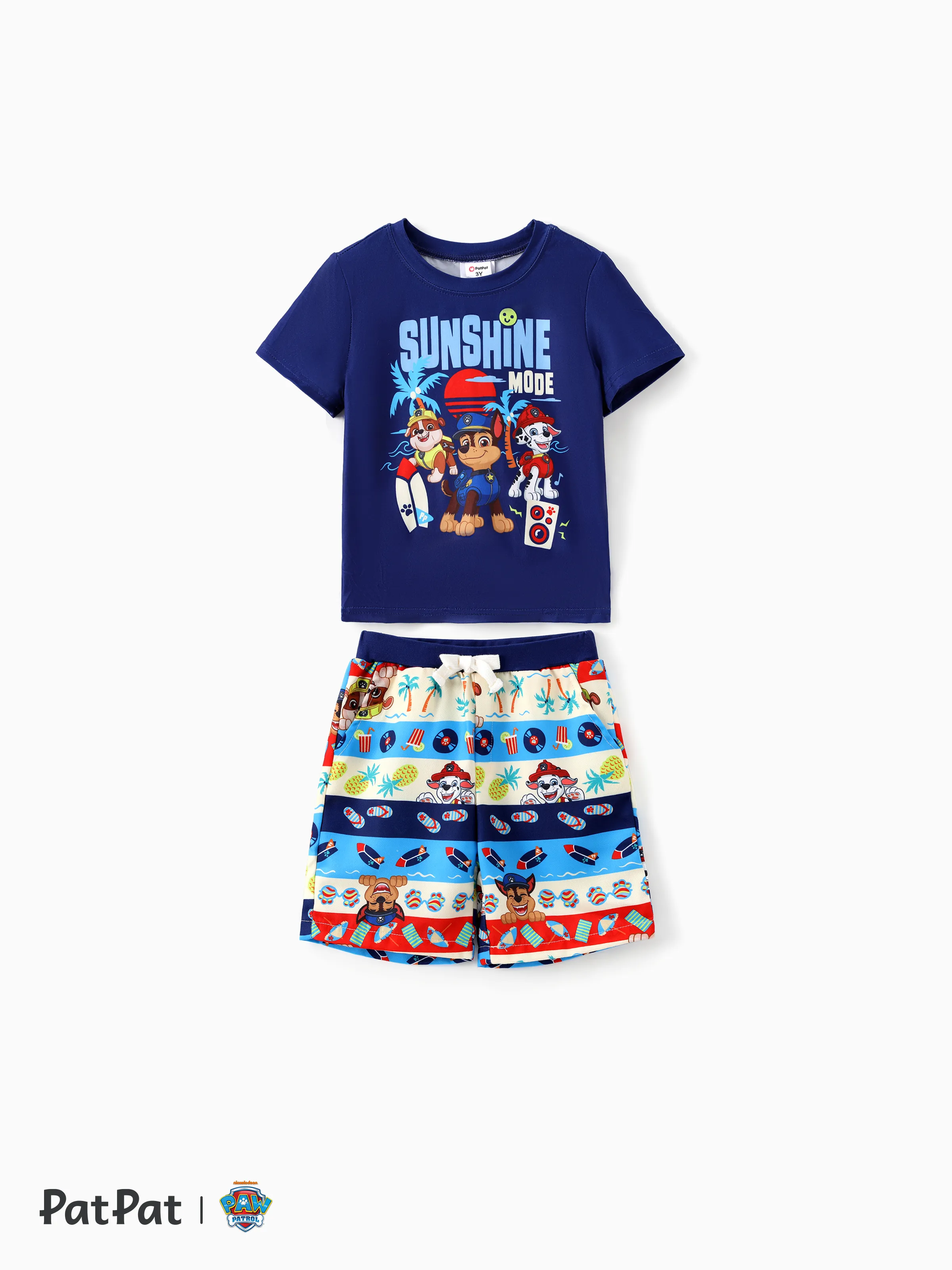 

Paw Patrol Toddler/Kid Boys 2pcs Beach-themed Pineapple Character Print Tee with Shorts Set