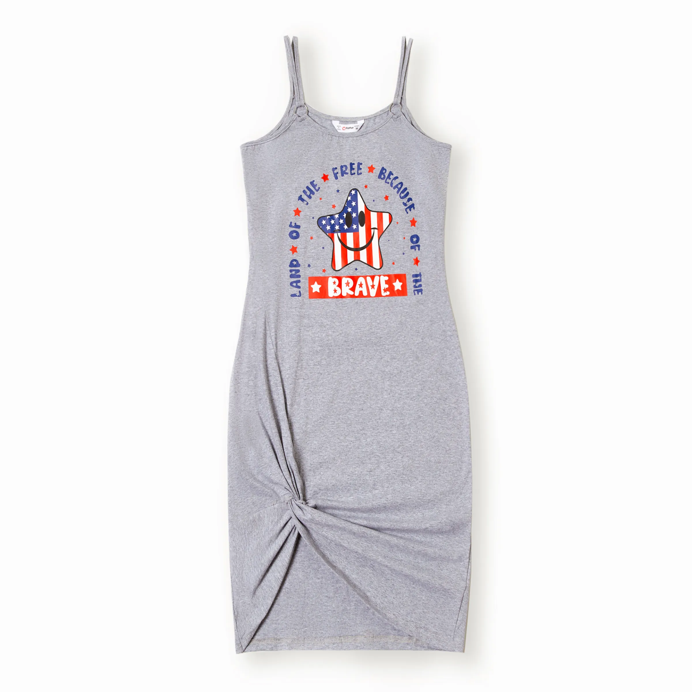 

Mommy and Me Star Shape American Flag Brave Slogan Cotton Dress