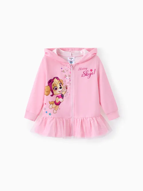 PAW Patrol Toddler Girl Character Print Giacca con cappuccio, felpa a maniche a forma di svolazzo in rete e leggings con stampa colorata