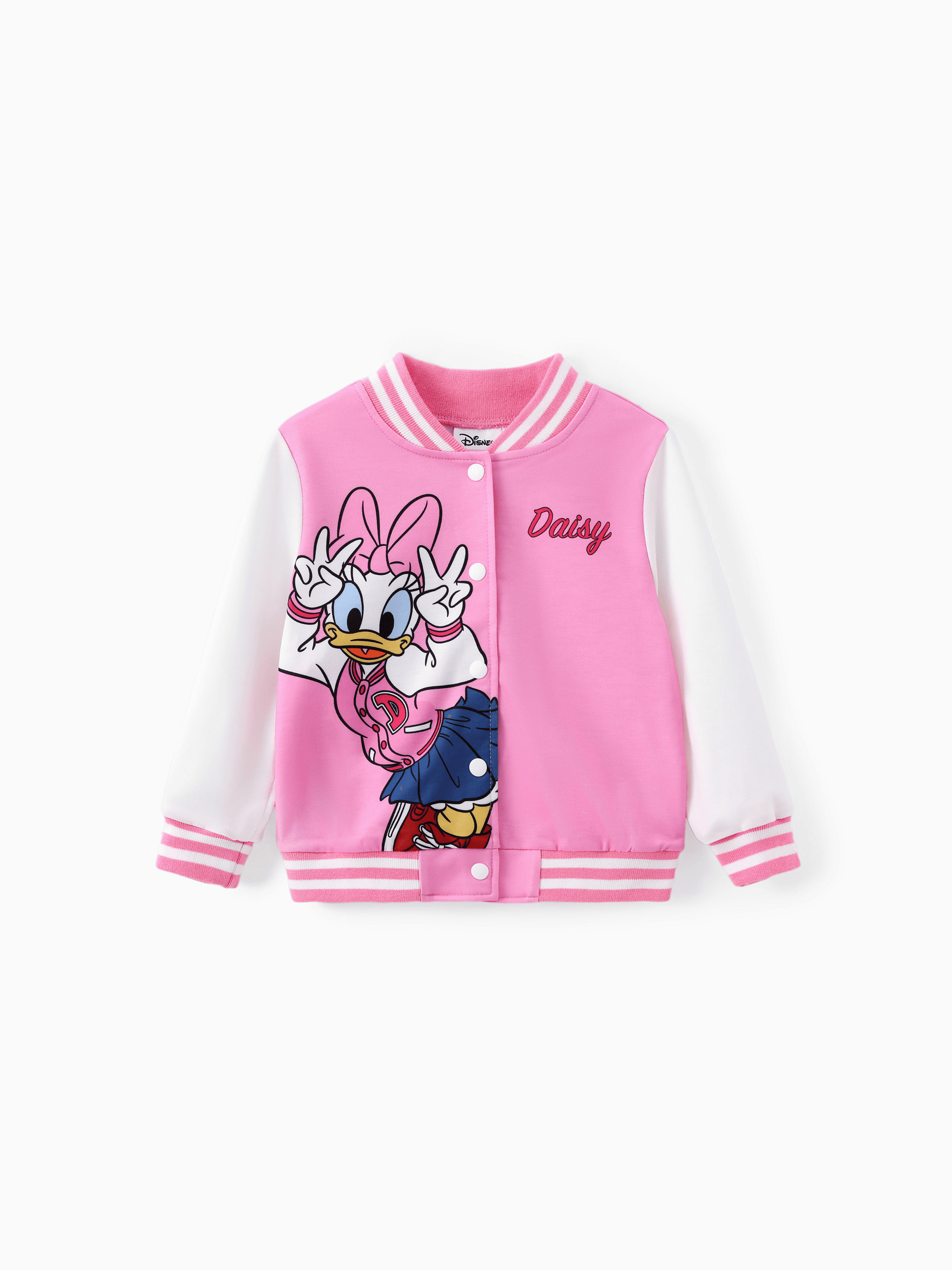 

Disney Mickey and Friends Toddler/Kids Girl Letter Print Colorblock Lightweight Bomber Jacket