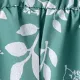 Toddler Girl Leaf Print Button Design Strap Romper Green