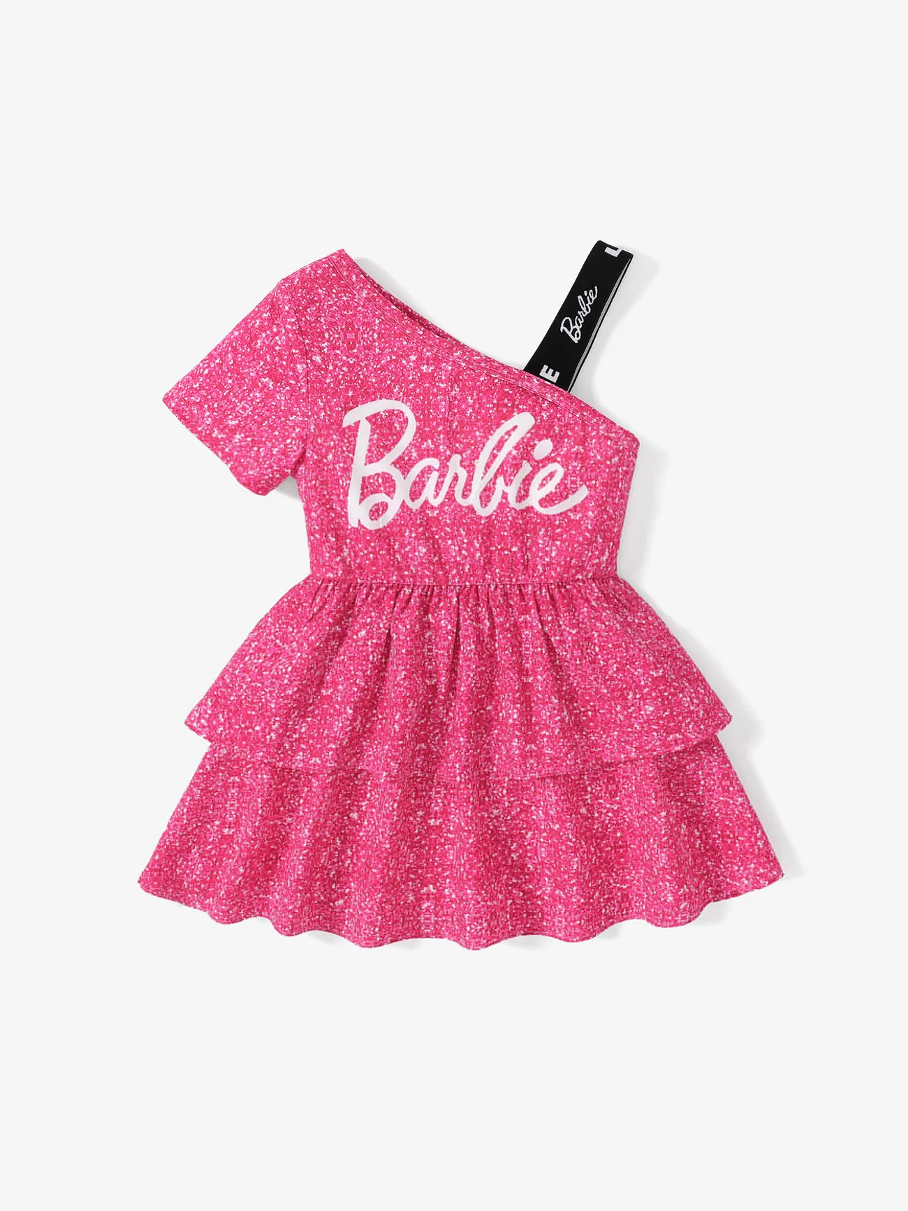 Barbie Toddler/Kid Girls 1pc One shouder desgin multi-layer Dress
 PINK-1 big image 1