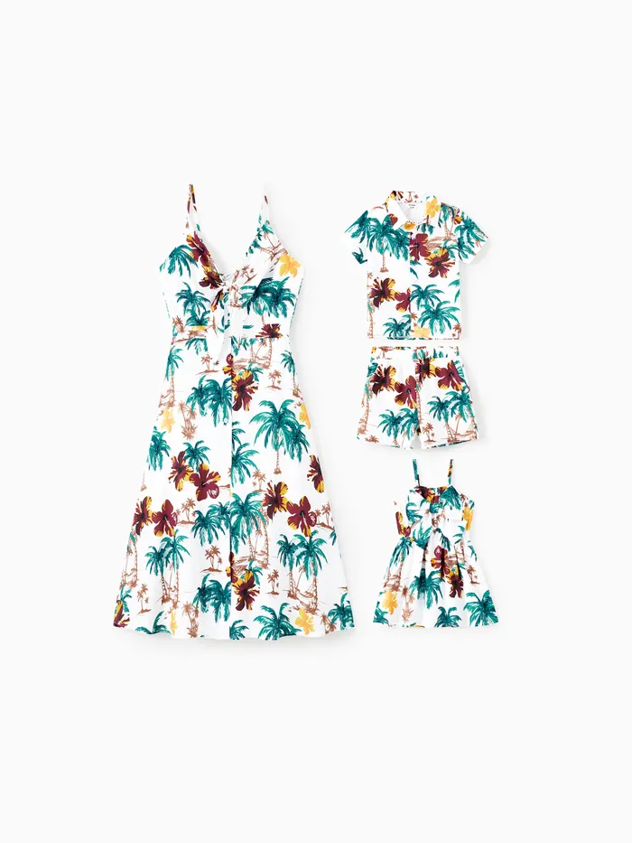 Mommy and Me Tropical Floral Tie Front Strap Dresses/Sets