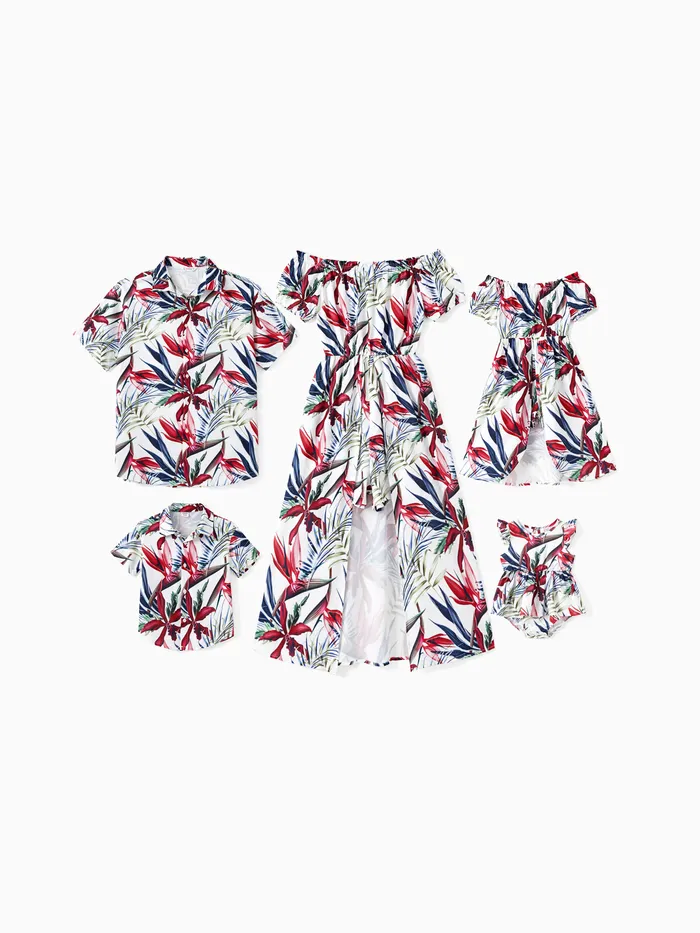 Family Matching Sets Floral Beach Shirt or Off Shoulder Romper with Longline Skirt