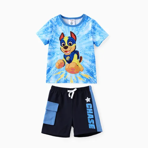 Paw Patrol Toddler Boys 2pc Character Tie-Dye Print T-shirt with Cotton Pocketed Short Sporty Set