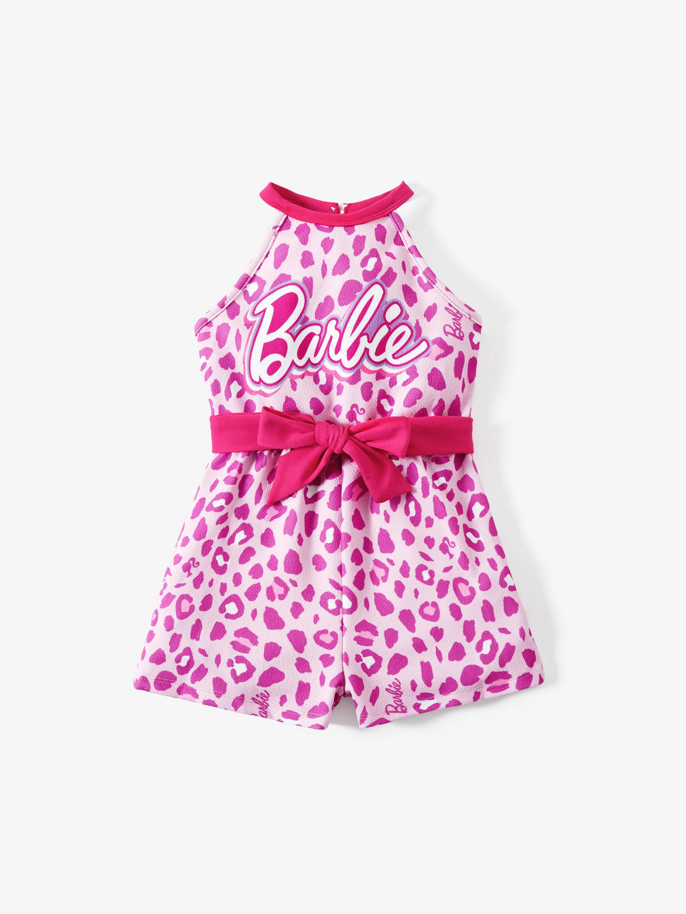 

Barbie Mommy & Me Girls Pink Leopard Print Bowknot Romper