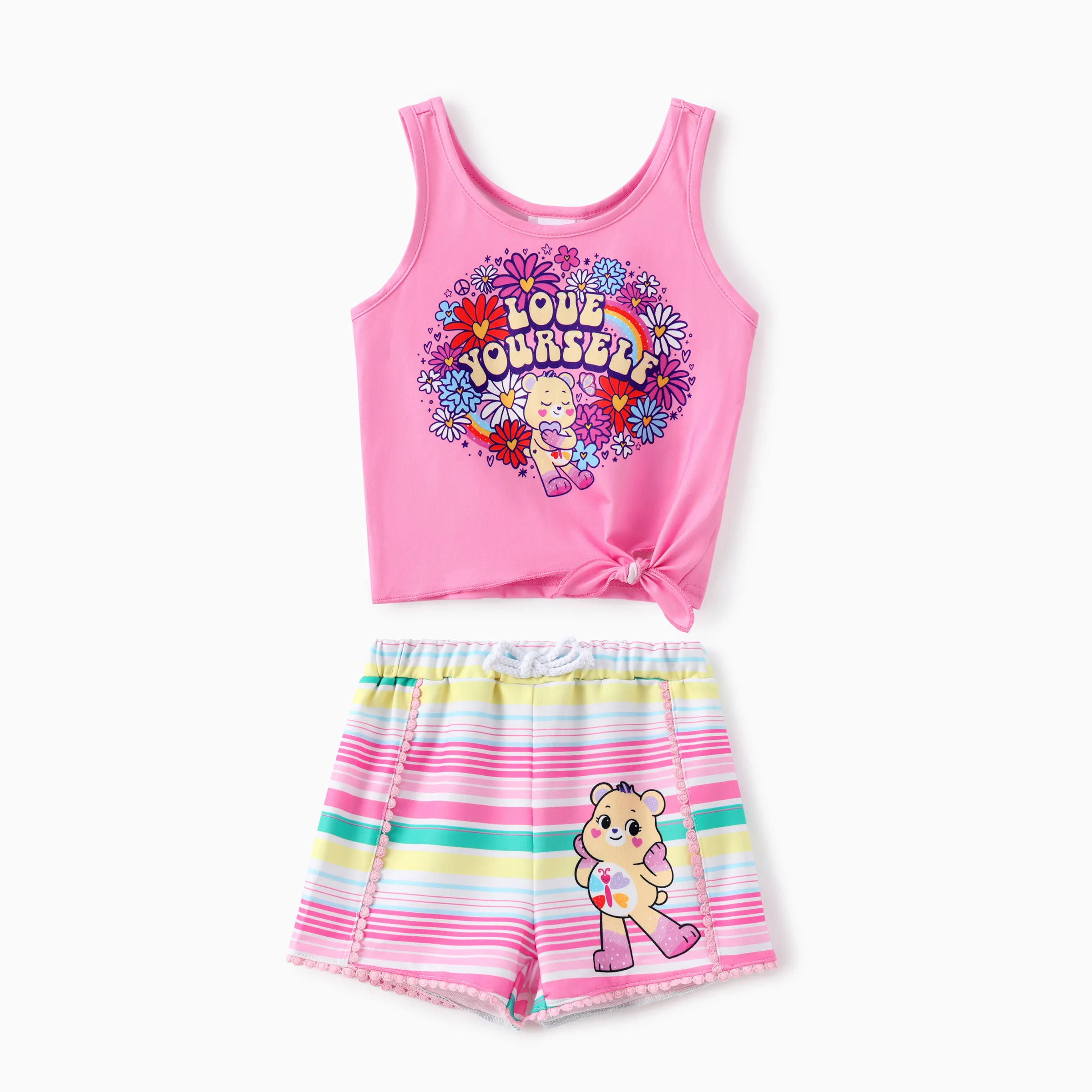 

Care Bears Toddler Girls 2pcs Floral Butterfly Rainbow Print Tank Top with Shorts Set