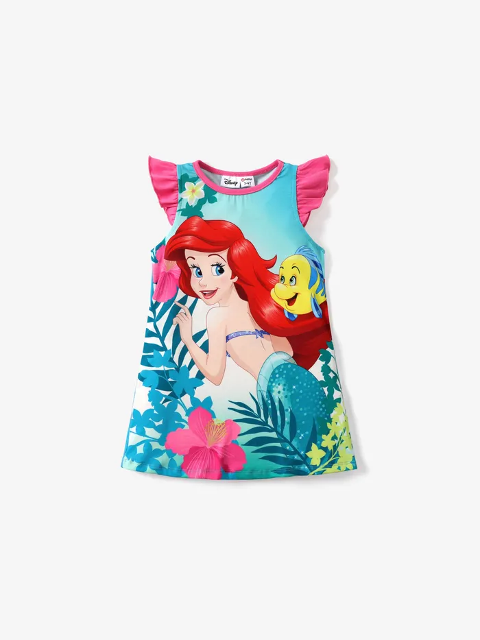 Disney princess Moana/Ariel Toddler/Kids Girl Naia™ Character Print Floral Ruffled-Sleeve Dress
