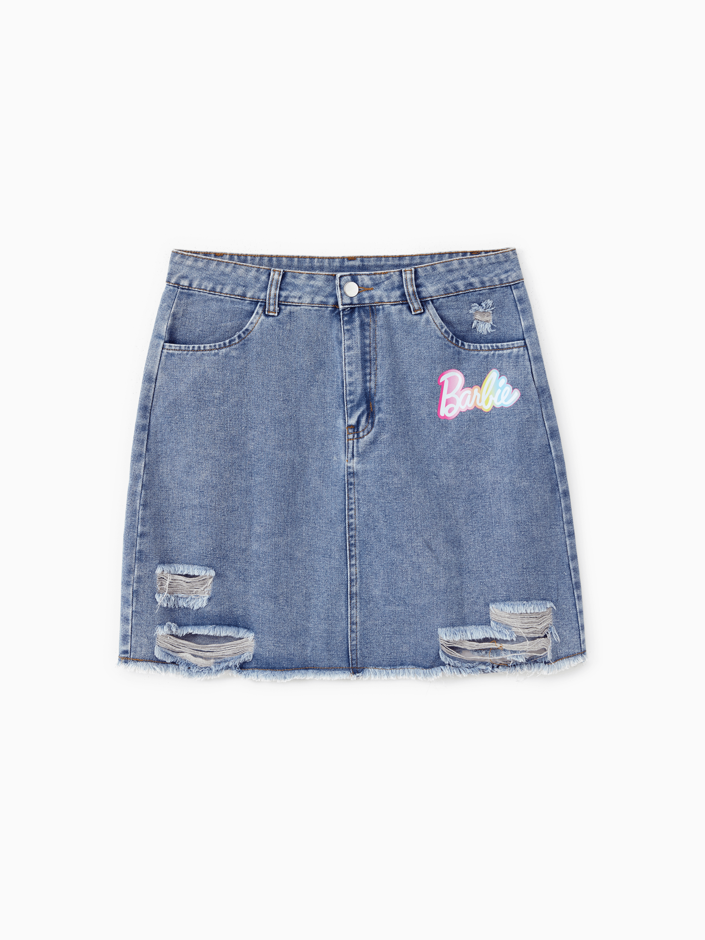 

Barbie Mommy and Me Colorful Classic Letter Logo Print Denim Skirt