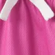 芭比娃娃蹣跚學步/兒童女孩 1 件經典字母徽標與數位印花運動無袖蝴蝶結 Polo 連衣裙 粉色