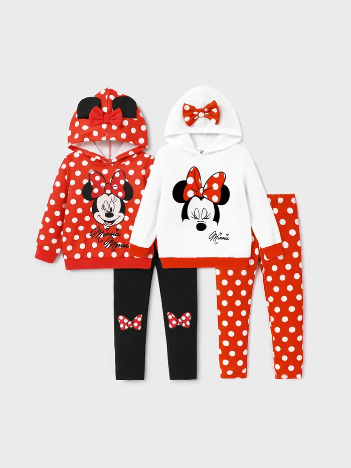 Disney Mickey and Friends Kid Girls 1pc Polka Dots Print Long-sleeve Hooded Top/Pants 
