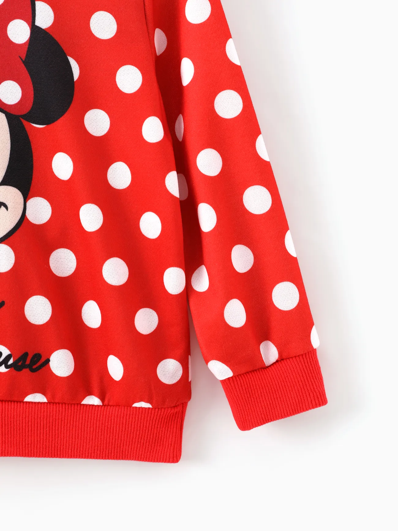 Disney Mickey and Friends Kid Girls 1pc Polka Dots Print Long-sleeve Hooded Top/Pants  Red big image 1
