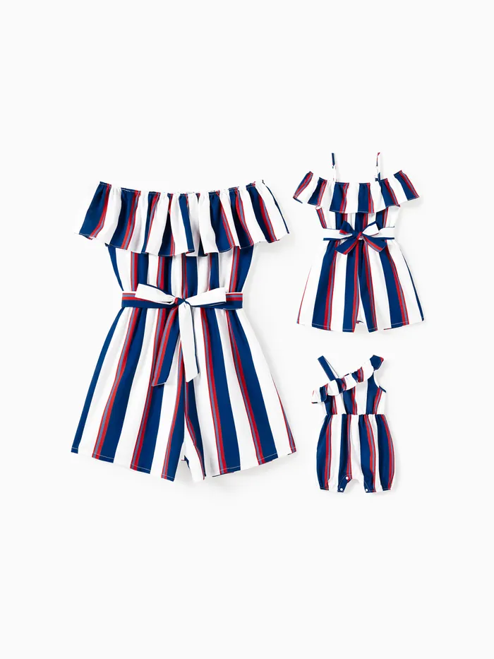 Unisex Streifen Jumpsuits, 2-teiliges Set für Mutter und Kind, lässiger Stil