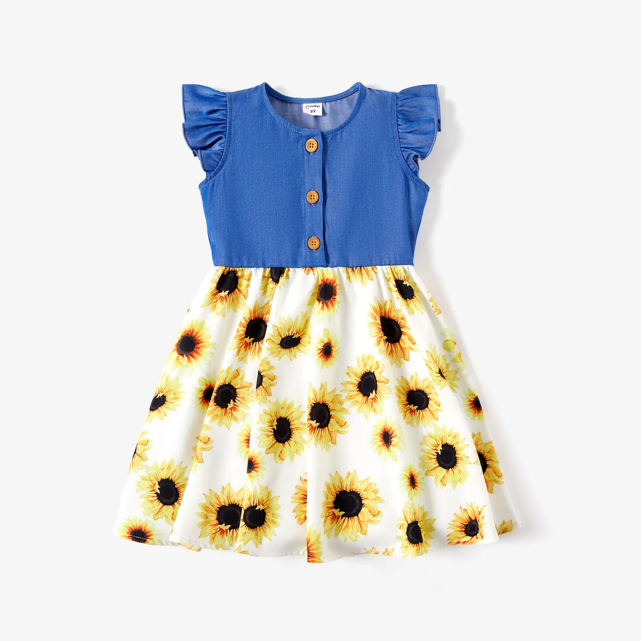 Toddler/Kid Girl Sweet Colorblock Floral Print Dress