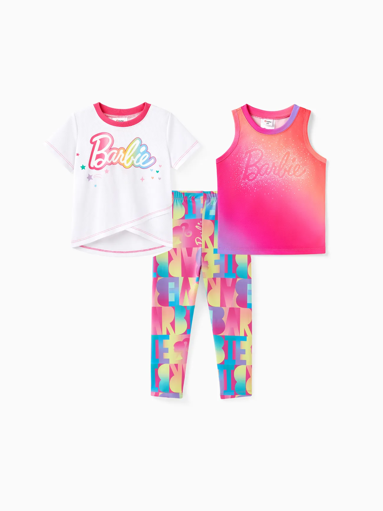 Multi-color - Barbie 1pc Toddler/Kids Girls Sporty Rainbow Alphabet Tank top/t-shirt/pants - image 8