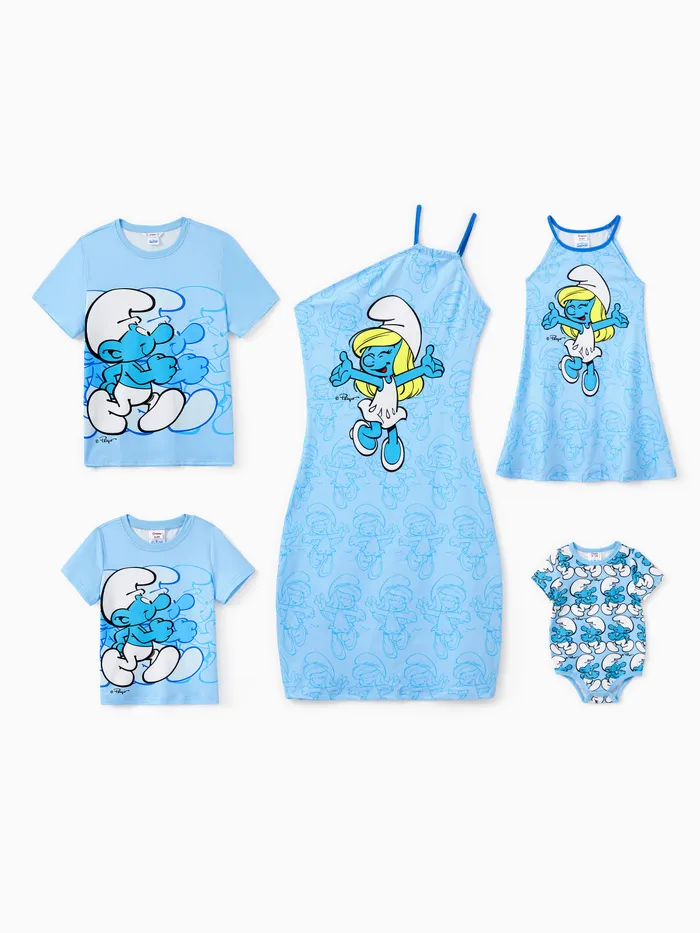 The Smurfs Family Matching Character Print 連體衣/袖子連衣裙/T 恤