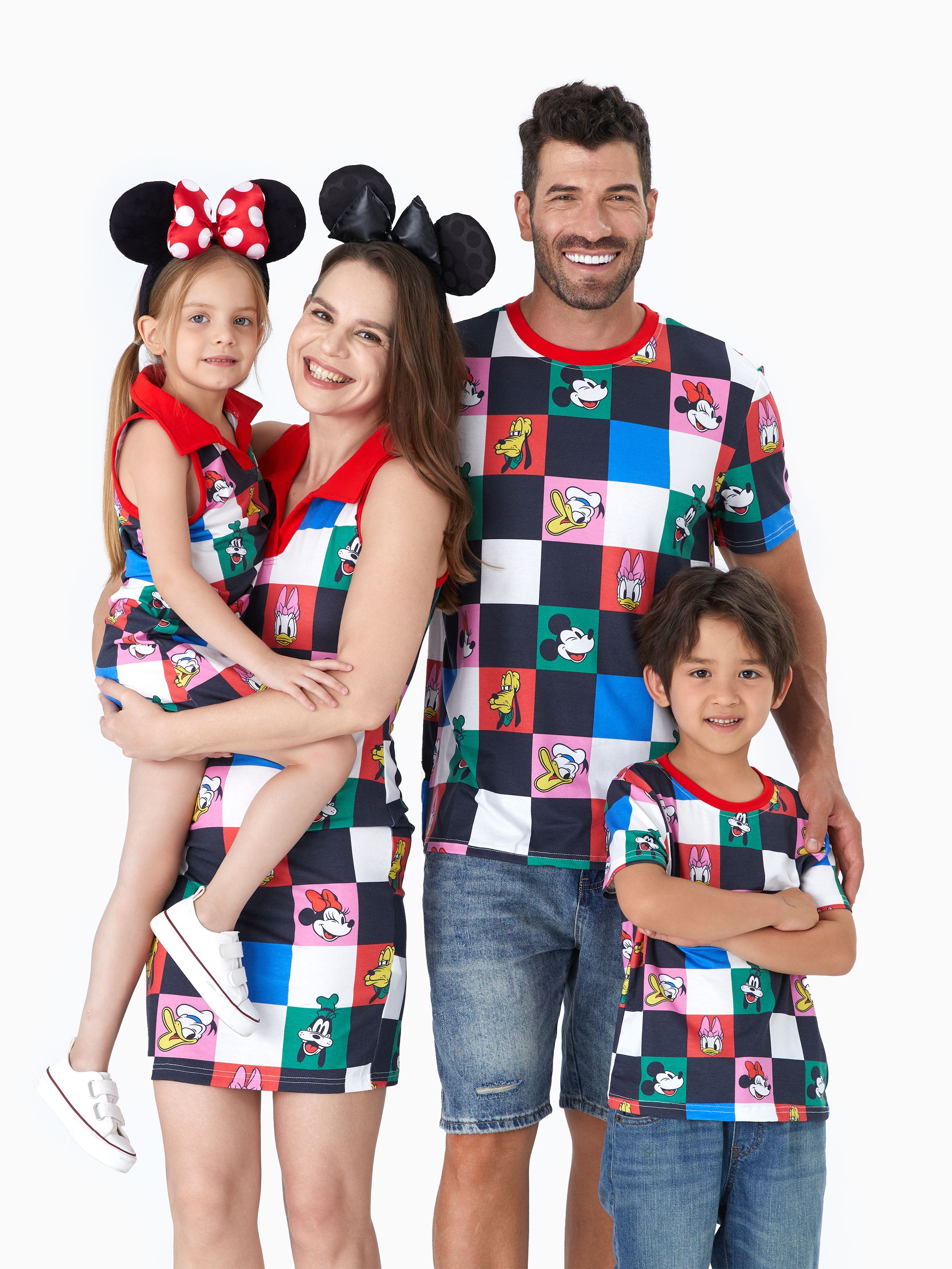 

Disney Mickey and Friends Family Matching Naia™ Colorful Checkered Pattern Top/Sleeveless Dress/Onesie