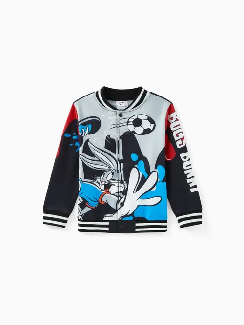 Looney Tunes Kinder Junge/Mädchen trendig cool Bugs Bunny Kicking Muster Baseballkragen Jacke 