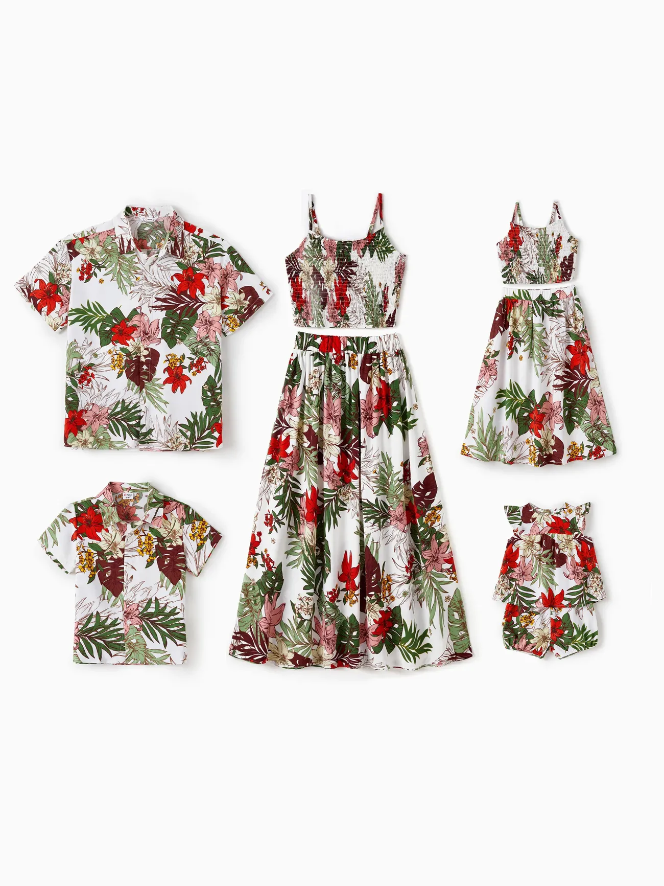 Family Matching Sets Floral Beach Shirt or Shirred Cami Top Elastic Waist Co-ord Sets