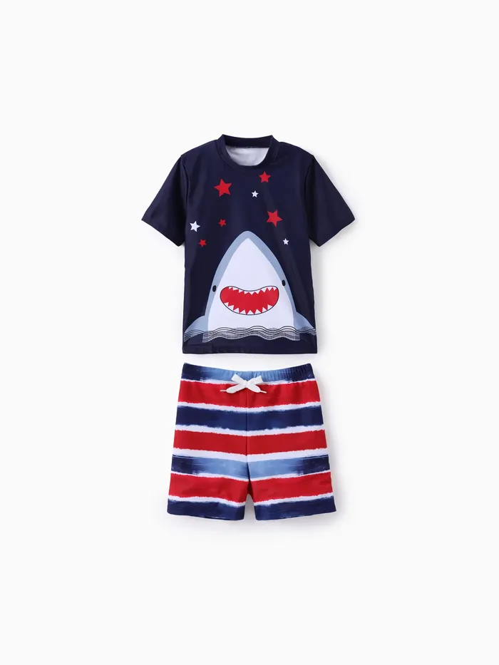 Kid Boy 2pcs Shark Print Swimsuits Set