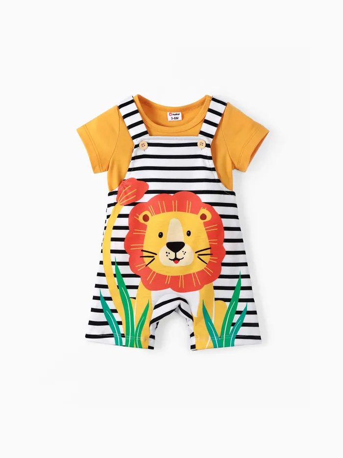 2 Stück Baby Boy Kindlicher Löwe Overall Hosen Set