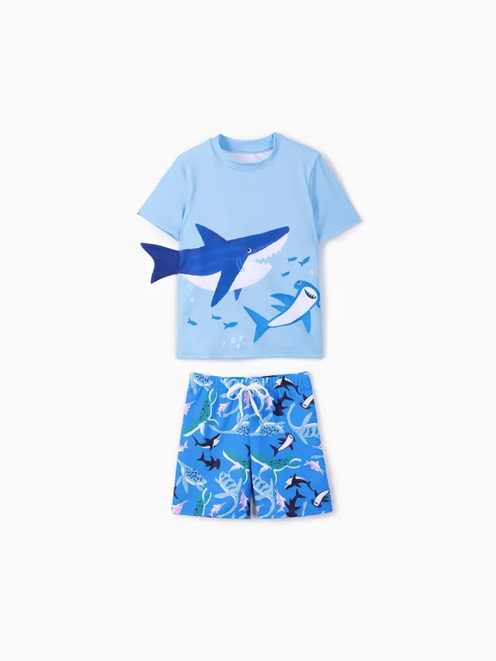 Kid Boy 2pcs Shark Print Swimsuits Set