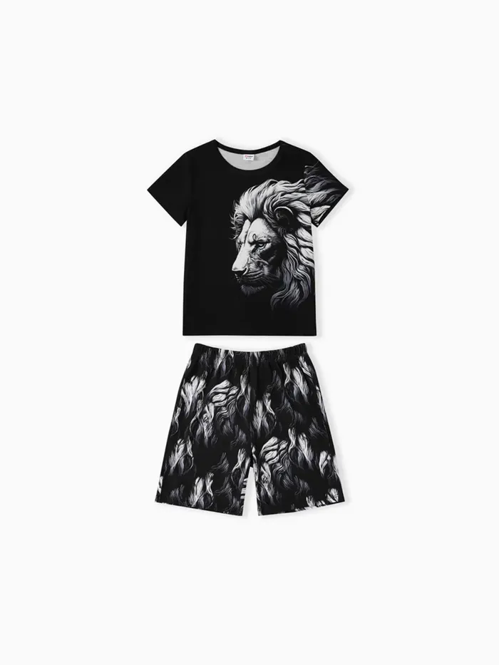 Animal Pattern Lion 2pcs Avant-garde Suit for Boy, Polyester/Spandex, Regular Kid Suits