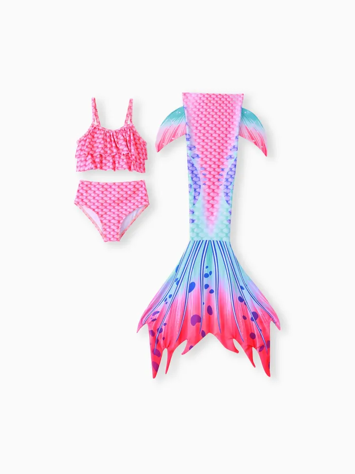 Toddler Girl 3pcs sereia estilo swimsuits Set