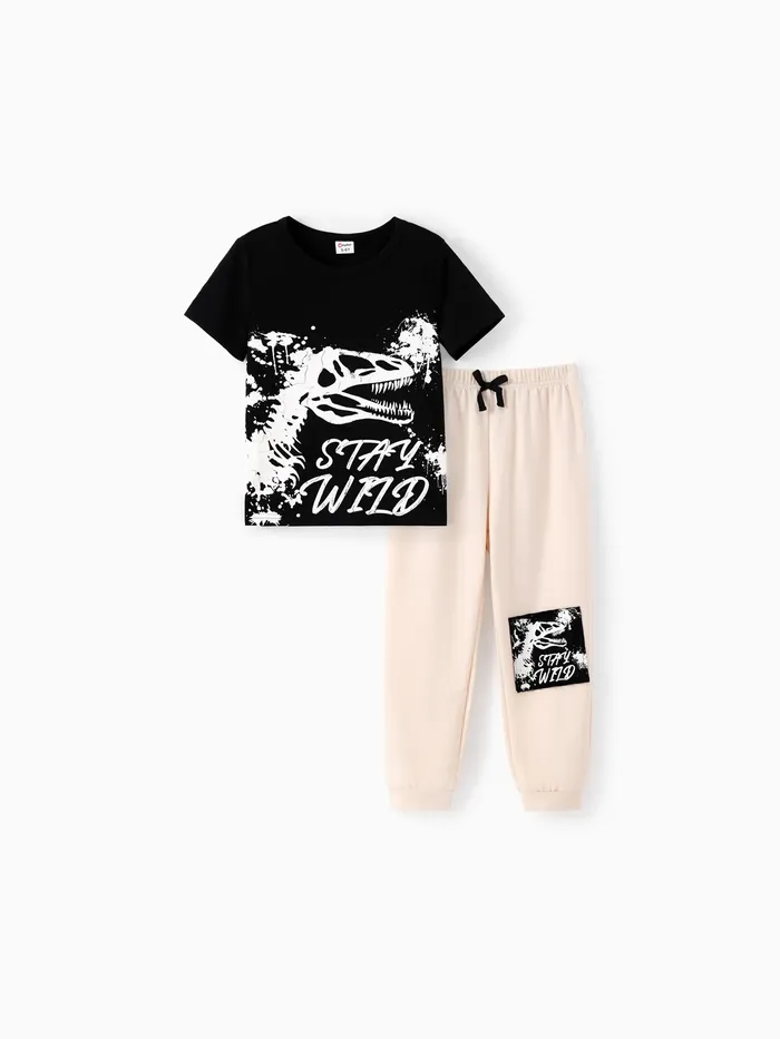 Kid Boy 2pcs Dinosaurier Muster T-Shirt und Hosen Set