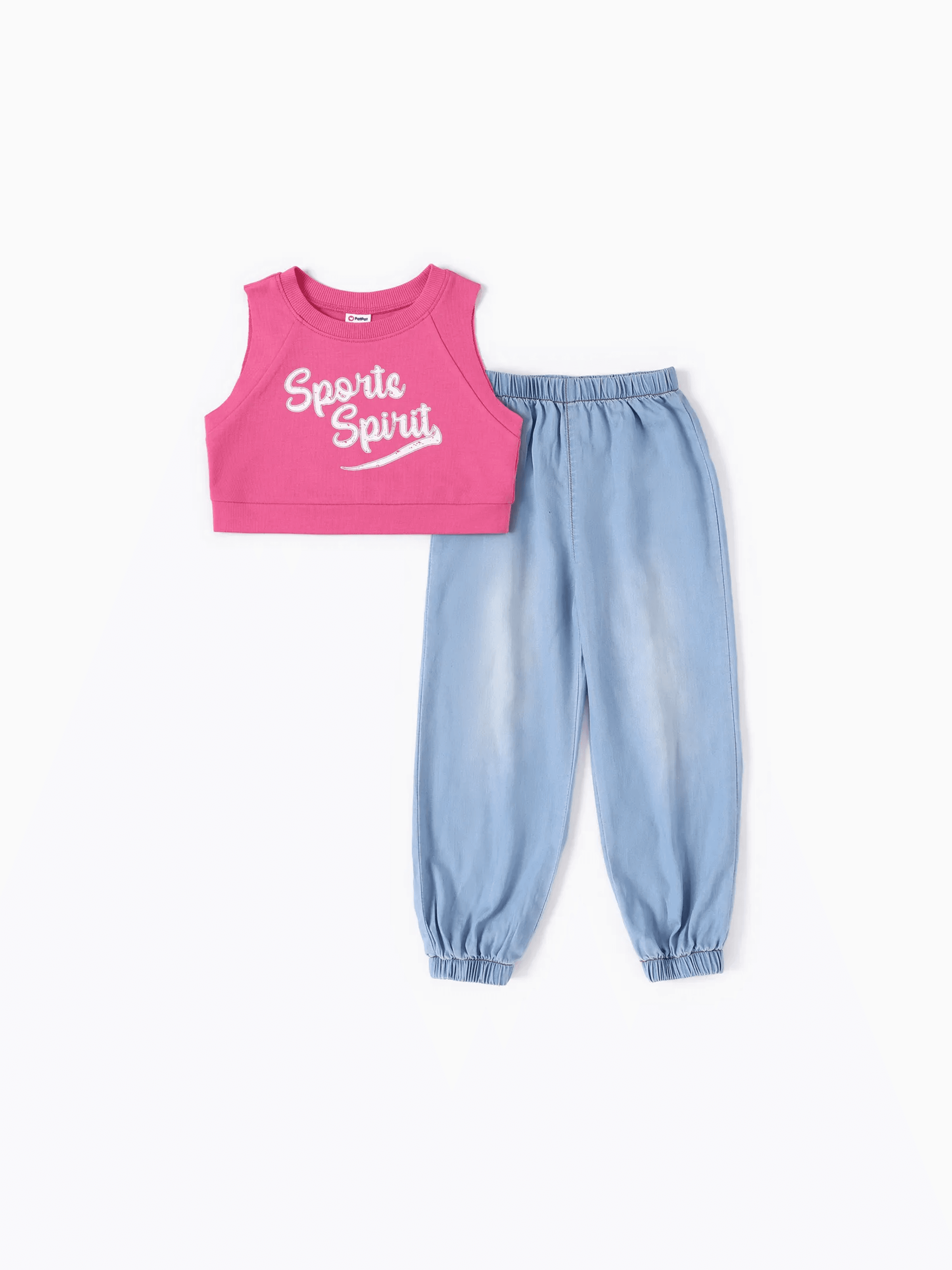 Niño pequeño / niña 2pcs Cooling Denim Tank Top y conjunto de jeans