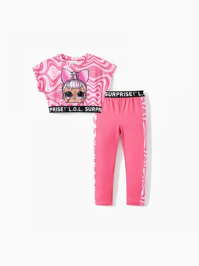 L.O.L. SURPRISE! Toddler/Kid Girls 2pcs Magical Line Character Print Tee with Pants Sporty Set