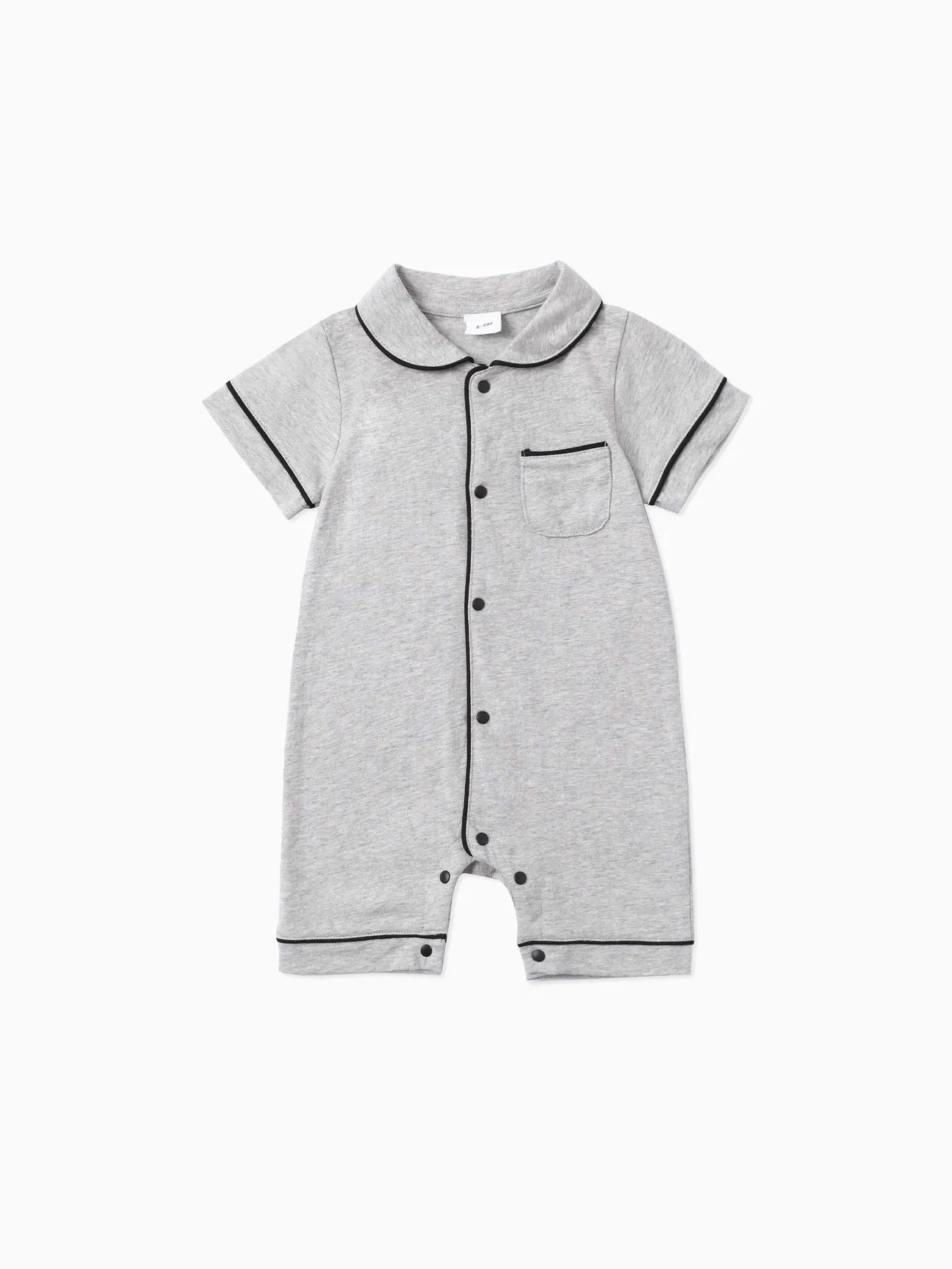 

Baby Girl/Boy Solid Cotton Color-block Short Sleeves Lapel Jumpsuit