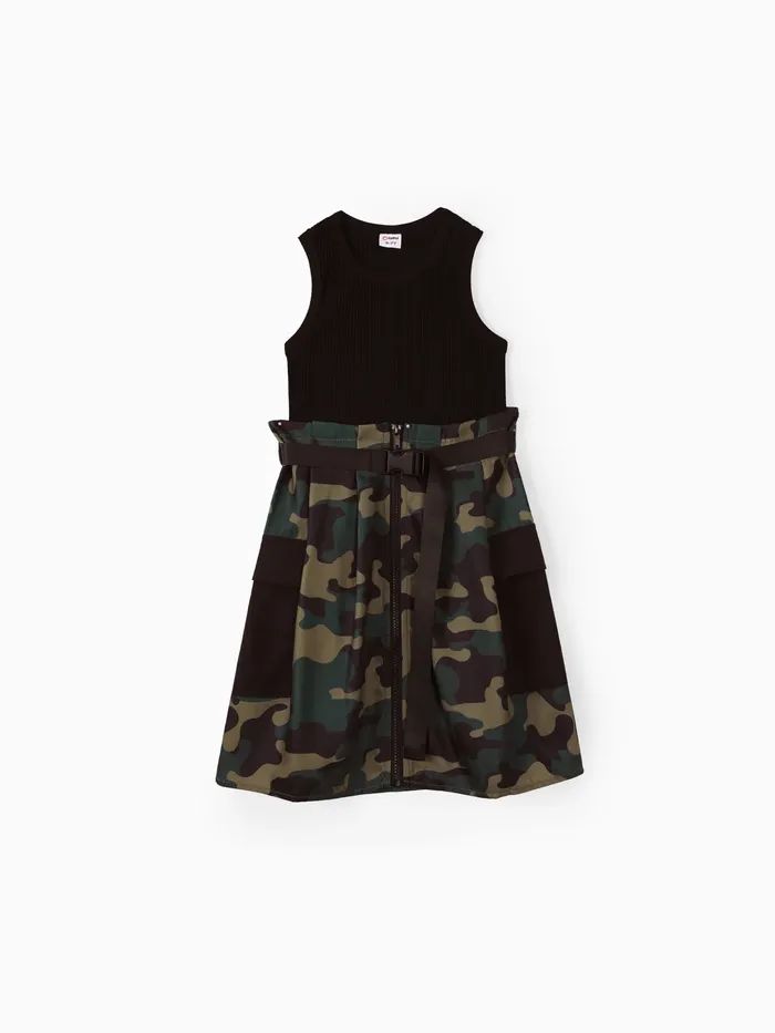 Kid Girl 2pcs Tank Top und Camouflage Print Röcke Set