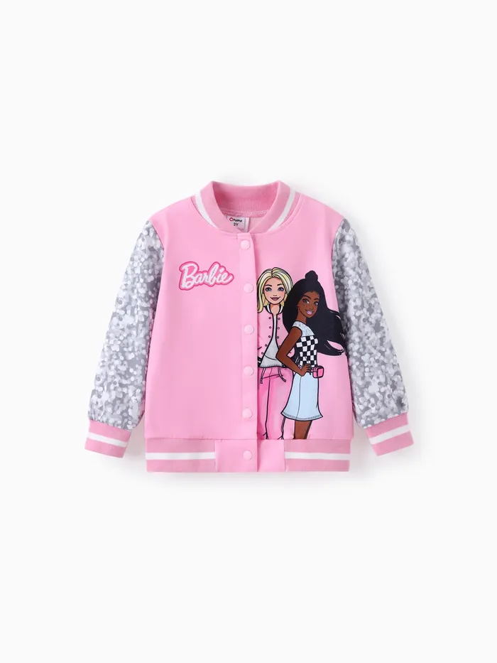 Barbie Toddler / Crianças Meninas Naia™ Carta Print Colorblock Jaqueta Bomber Leve