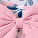 2pcs Floral Print Bowknot Sleeveless Baby Dress & Hat Set Pink