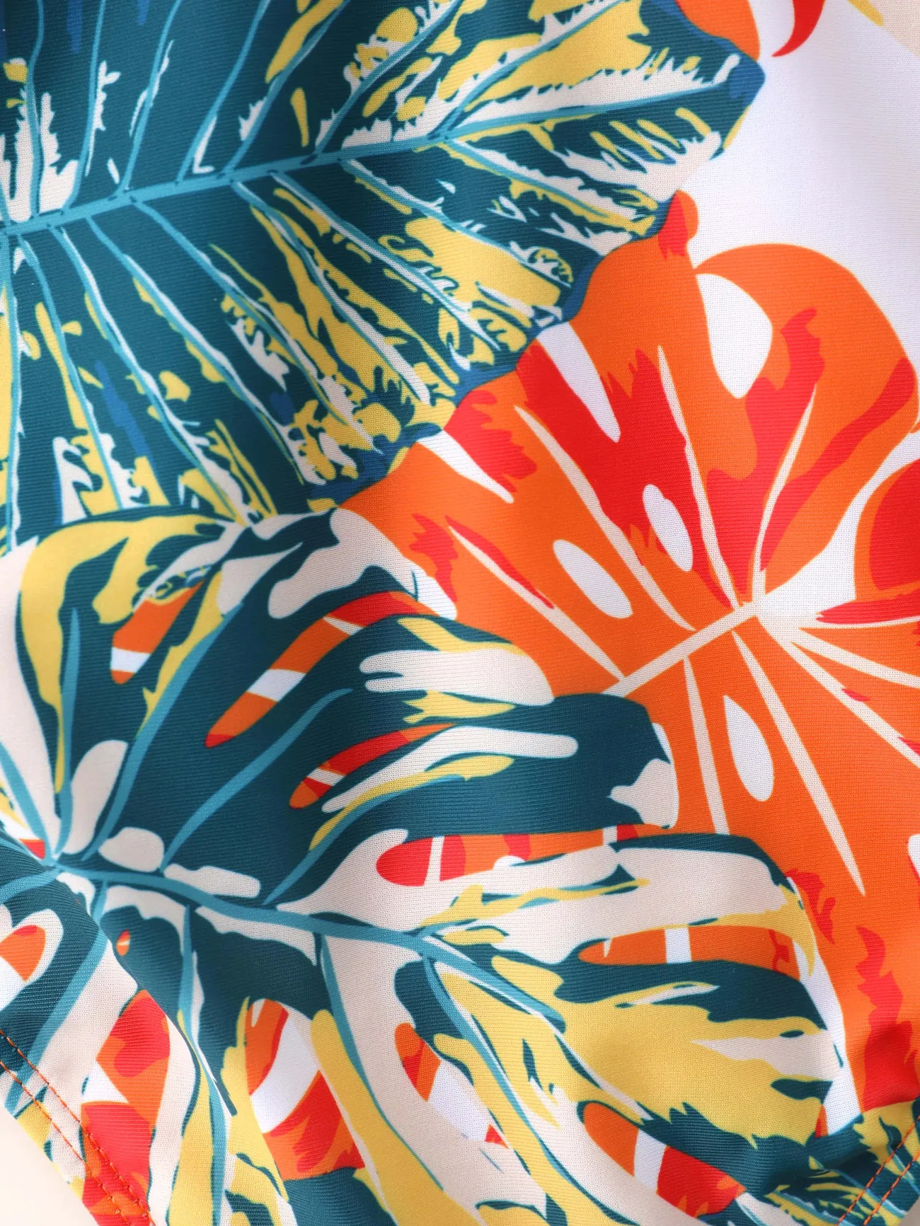 Girl - Matching Family Swimsuits One-Piece and Trunk Orange Floral Print - Orange color - image 10