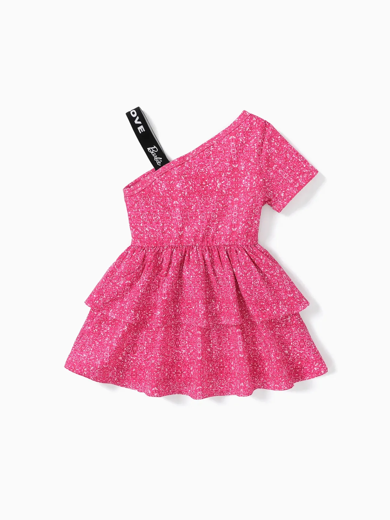 Rose pink - Barbie Toddler/Kid Girls One-Shoulder Layered Princess Dress - image 2
