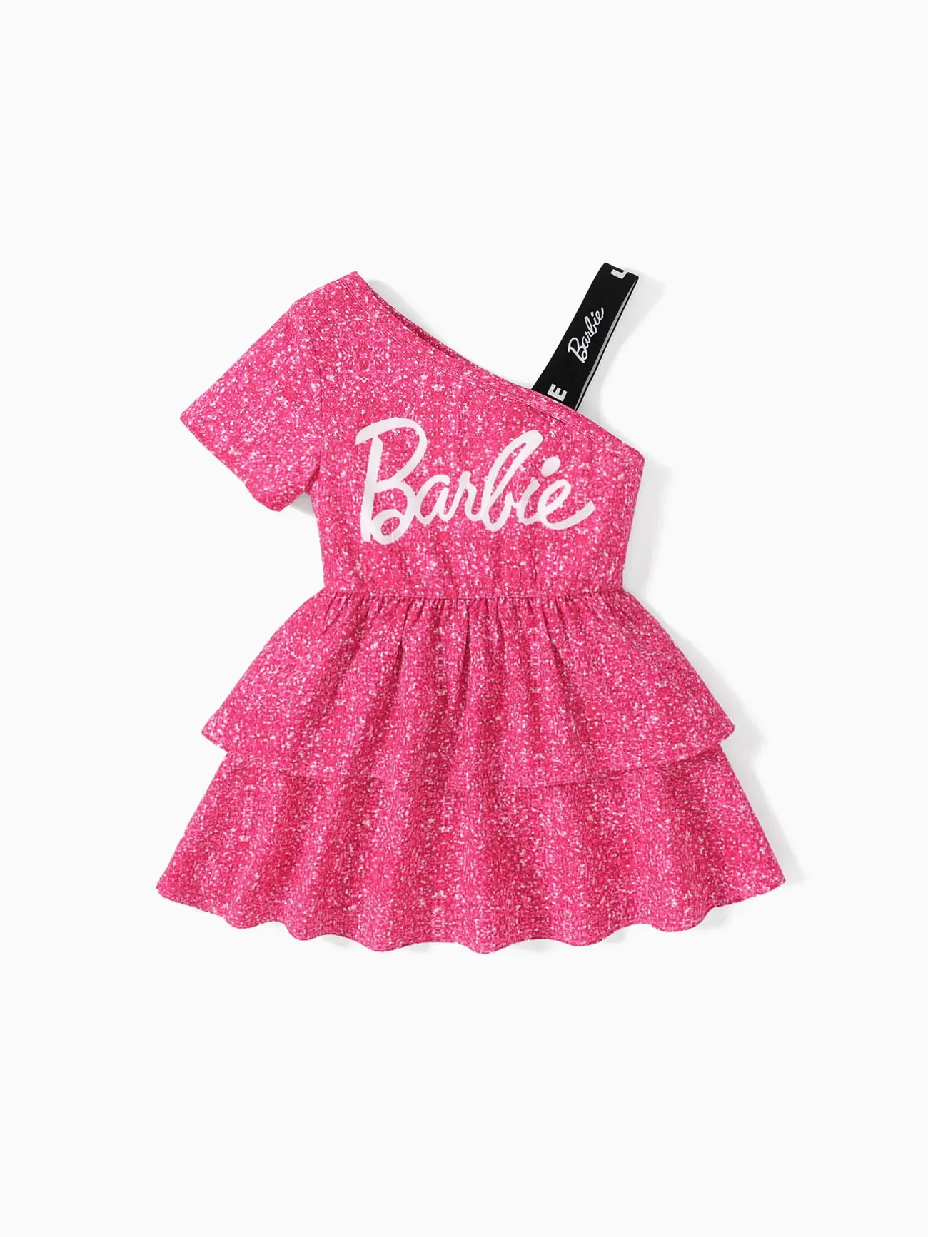 Rose pink - Barbie Toddler/Kid Girls One-Shoulder Layered Princess Dress - image 1