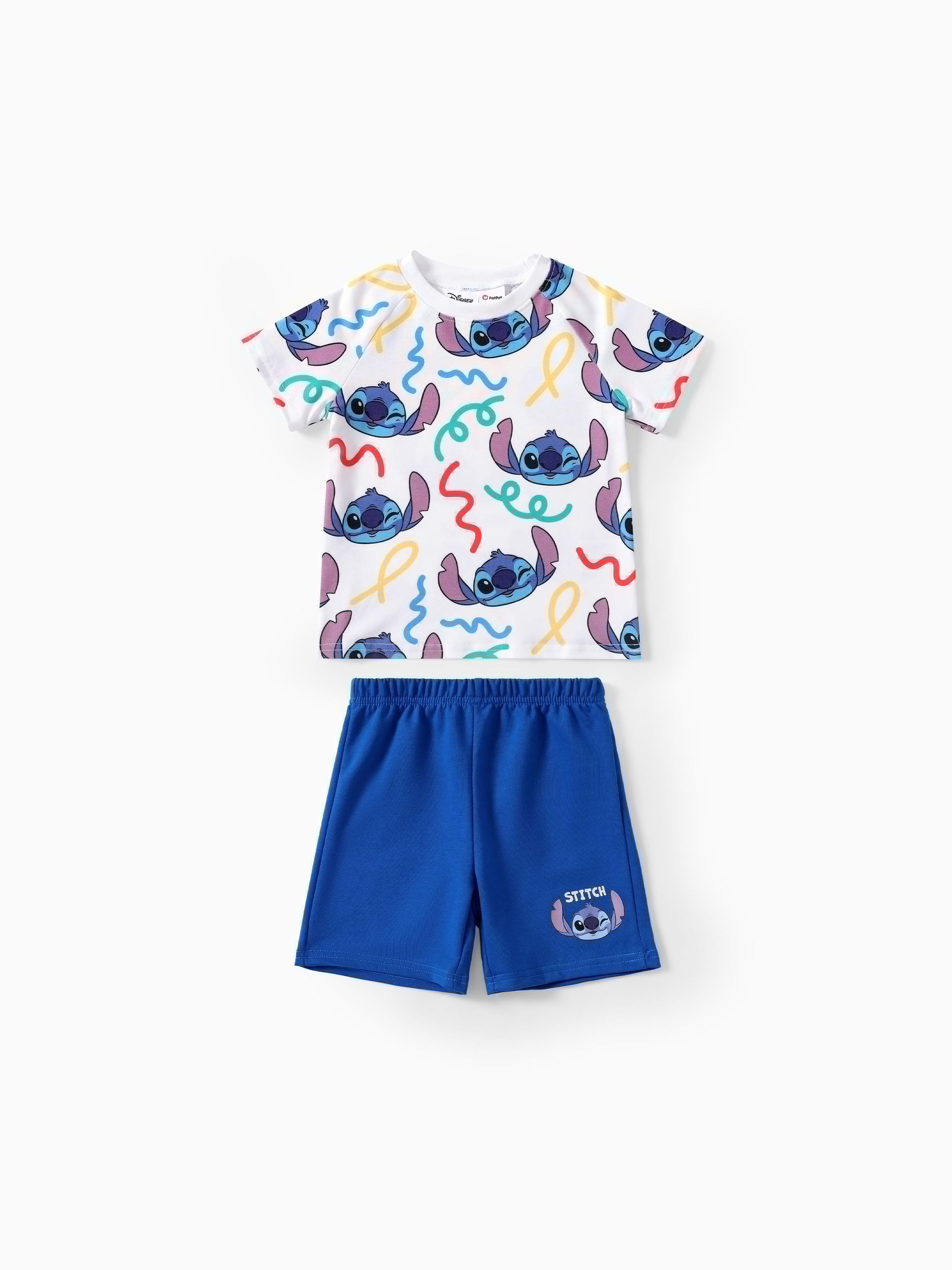 Disney Stitch Toddler Boys 2pcs Naia™ Character Doodle Print T 恤搭配短褲套裝