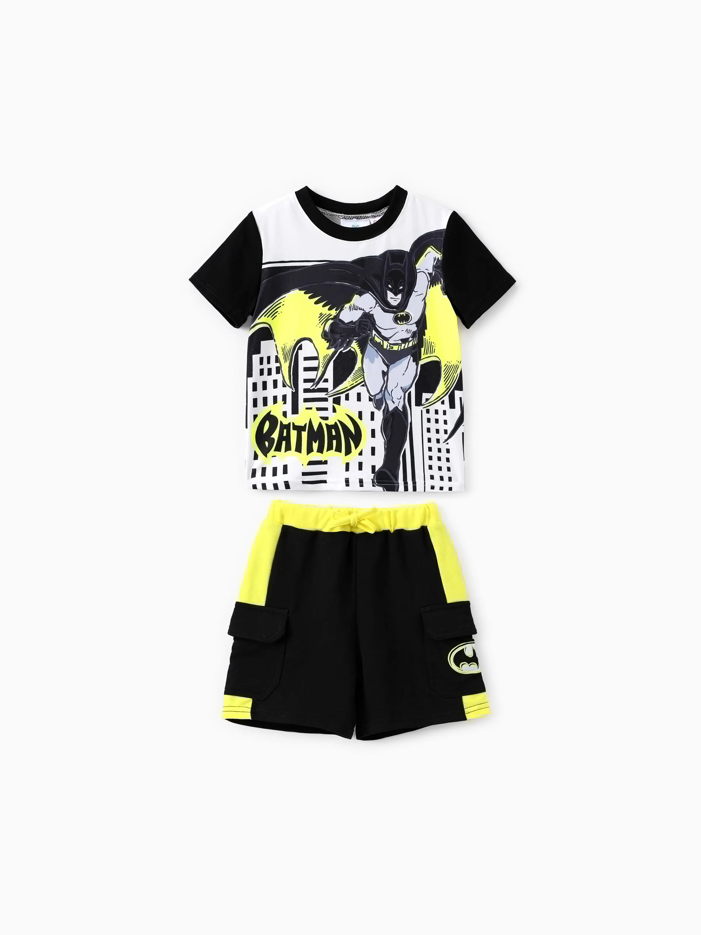 

Justice League Toddler Boys 2pcs Batman Character Color-block Print T-shirt with Shorts Set