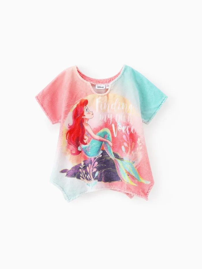 Disney Prinzessin Kleinkind Mädchen Ariel 1 Stück Farbverlauf Druck Asymmetrischer Saum Badeanzug Cover-up / Handtuch 
