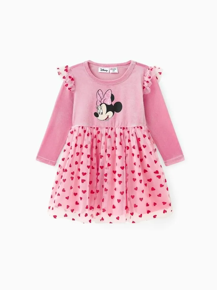 Disney Mickey and Friends Toddler Girl Vestido de malla de manga agitada